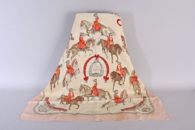 an image of a table cloth with a picture of a man on horseback