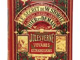 un livre rouge orné de lettres dorées et d'illustrations