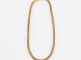 necklace made from a single strand of brown leather with a gold plated clasp