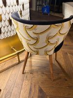 2 Fauteuils CASUAL DIXIE, noir/beige/doré, petits accrocs (photo 4)