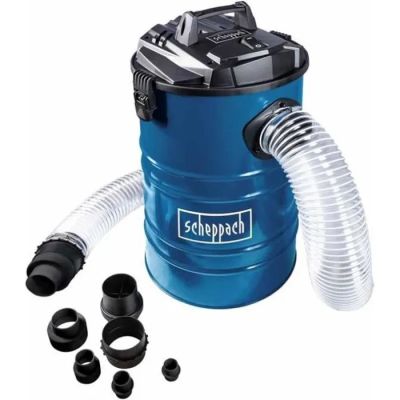 un aspirateur bleu et noir muni d'un tuyau et d'autres accessoires