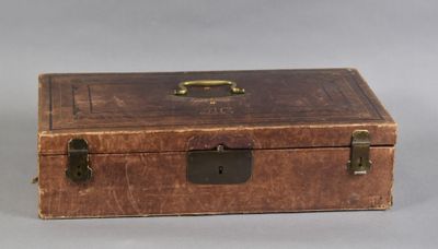 an old suitcase that is sitting on a table
