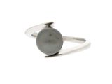 bague en argent sterling sertie d'une perle noire