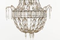 Lustre ancien décoratif, « Sac-à-Perles », en métal et verre… (photo 4)