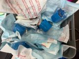 a cart full of medical supplies in a store