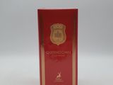a red box with a gold emblem on it sitting on a white surface