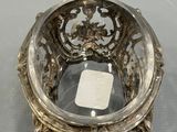 silver plated bowl on stand with mirror in center
