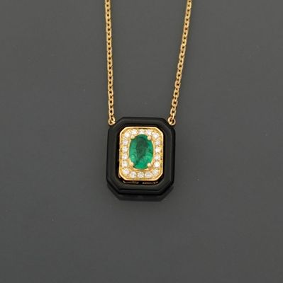Collier d'inspiration Art Déco en or jaune 18k 750 millièmes…