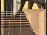 a picture of a painting of an elephant and a man
