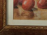 a picture of a painting of plums in a wooden frame