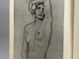 an image of a black and white drawing of a nude woman