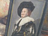 painting of a portrait of a man in a black hat and a black coat