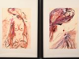 two framed pictures of a woman and a man