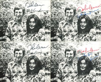 four black and white photos of a woman with a smile on her face