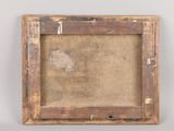 an old picture frame with a picture of a dog in it