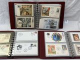 a lot of different stamps on the pages of a book