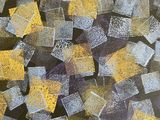 the cover of a book with yellow and black squares on it