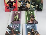 the star wars books are lined up on a white surface