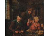 a painting of a family in a tavern by person