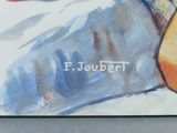 a picture of a painting of a man sitting on a couch