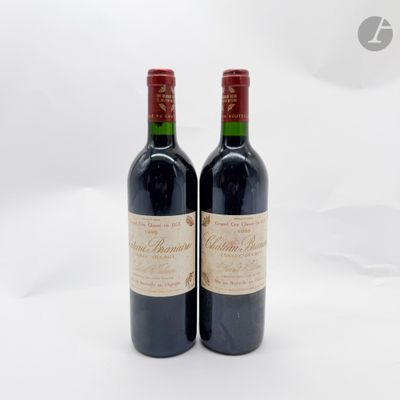 deux bouteilles de vin rouge posées l'une à côté de l'autre sur une surface blanche