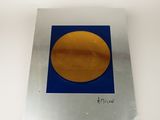 an image of a picture of a yellow circle on a blue background