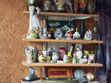a shelf that has many different items on it
