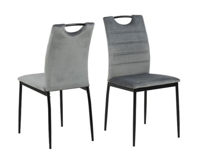 Lot de 2 chaises repas en velours gris, dimensions: 43,5x53x…