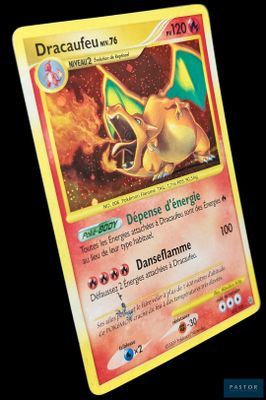 Au dos de la carte Pokémon, il y a l'image d'un dragon.