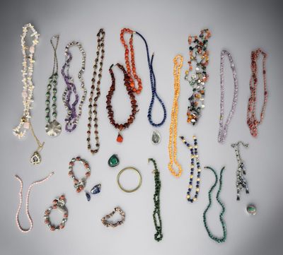 a group of assorted beaded necklaces and bracelets