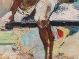 an image of a painting of a man sitting on top of a couch
