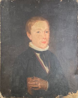portrait of a young man in a black coat and white collared shirt