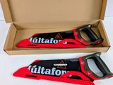 two red and black hand saws in a cardboard box