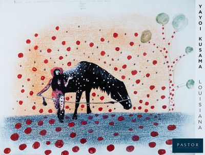 an image of a painting of a horse grazing in a field