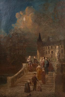une image représentant un tableau dans lequel on voit des personnes monter un escalier