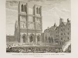 a drawing of a large building with a clock on it