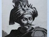 un dessin en noir et blanc représentant un homme portant un turban