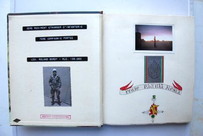 an open book with pictures of people on it
