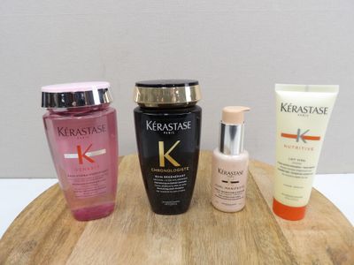 three different types of skin care products on a wooden tray