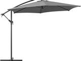 un parapluie gris avec un manche noir sur fond blanc