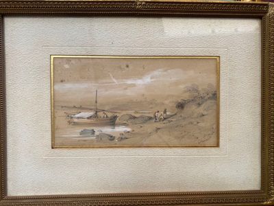 l'image d'une peinture représentant un bateau dans un plan d'eau