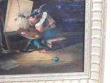 a painting of a man painting a picture on a easel