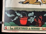 a poster of a dog and a bucket of fish