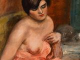 an image of a painting of a woman in a pink dress