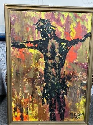 H.PASQUIET (XXe) Christ en croix