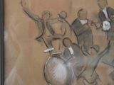 a drawing of a group of people playing instruments