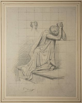 BRISSET Pierre, 1810-1890, Figure en prière, Dessin au crayo… - Photo 1