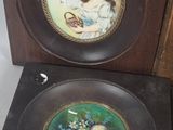 two pictures of a woman holding a basket of flowers