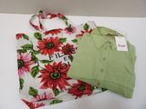 a green shirt and a green shirt on a white table