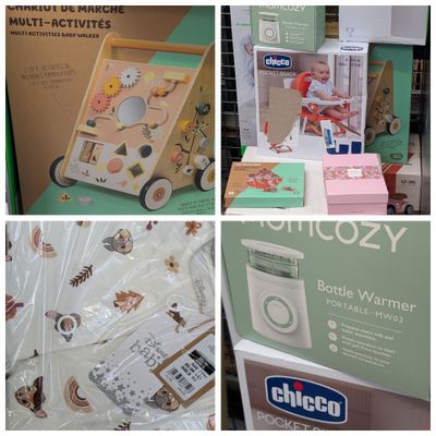 de nombreuses photos différentes de produits pour bébés exposés dans un magasin